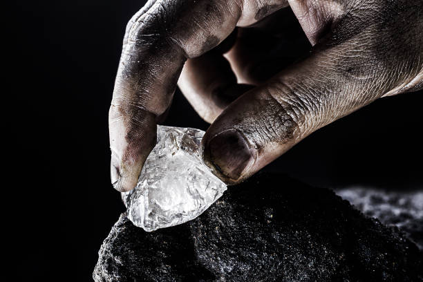 Hand Removing Rare Stone From A Mine, Chinese Diamond Digging